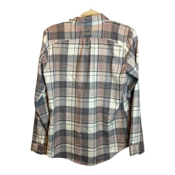 Kuhl Shirt Women's Size Medium Kamila Flannel Plaid Pink Gray - Picture 2 of 4